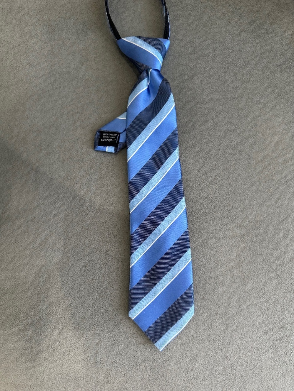 Kids George Blue Striped Polyester Tie